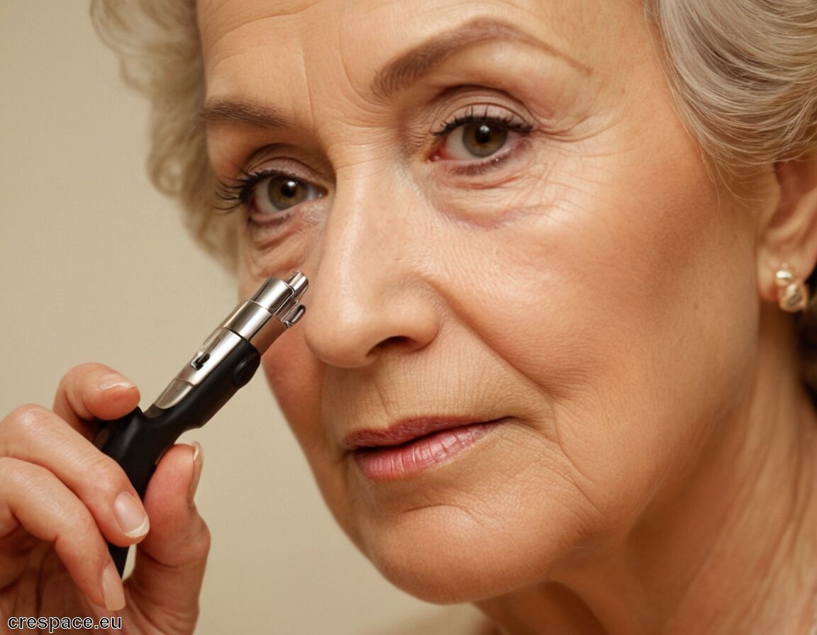Wimpern vorsichtig mit Wimpernzange formen   - Wie Augen schminken ab 60